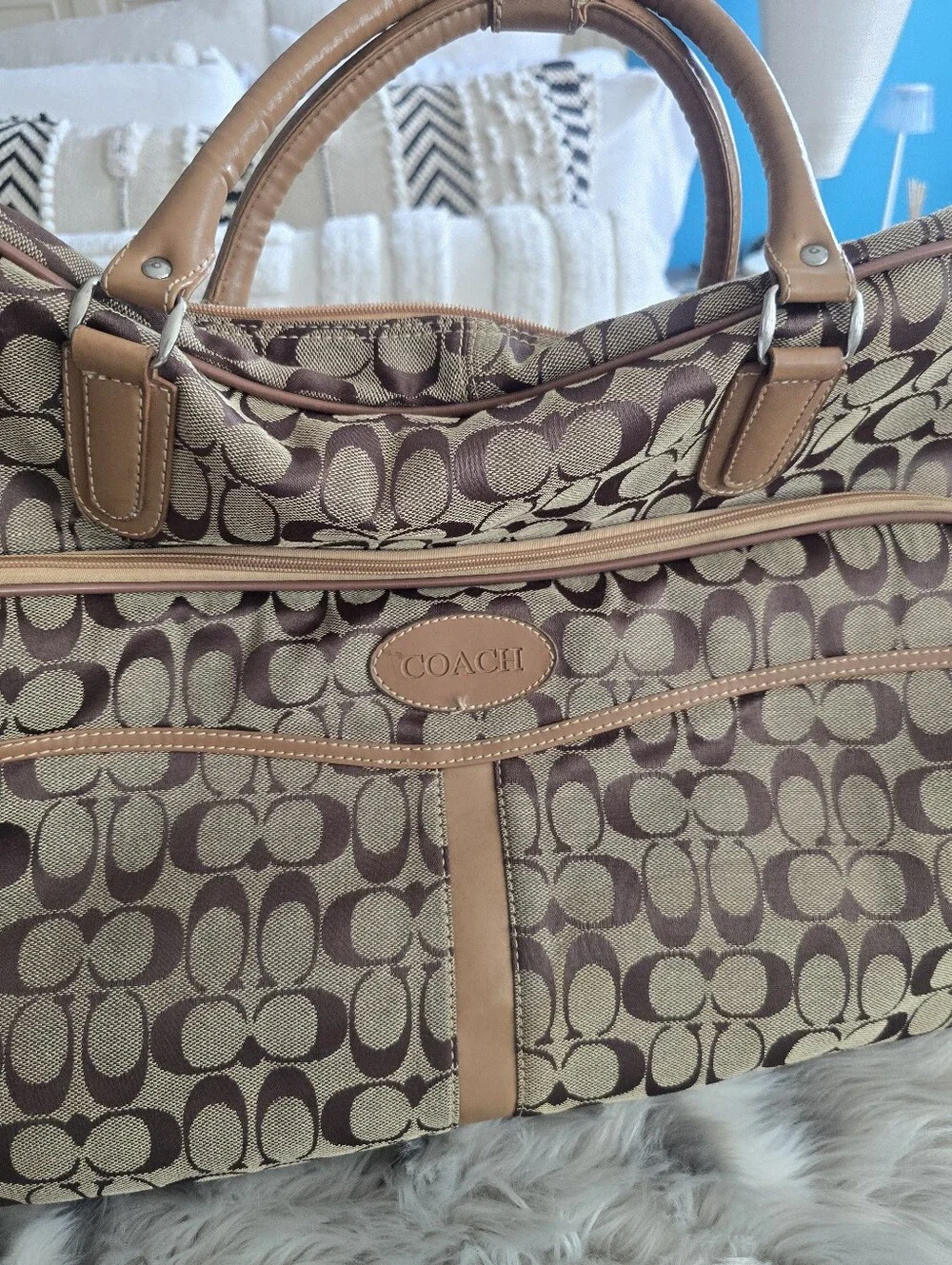 Coach Signature Canvas Satchel in Tan/Brown